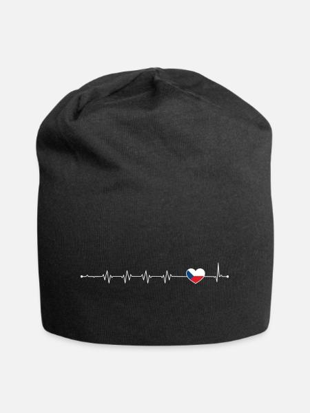 Heartbeat Flagge der Tschechischen Republik - Jersey-Beanie - Schwarz