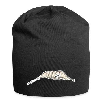Gehirn Reissverschluß Zettel - Jersey-Beanie - Schwarz - Vorne