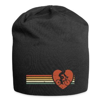 Motif vélo en vintage avec des cyclistes dans mon cœur - Bonnet en jersey - noir - Devant