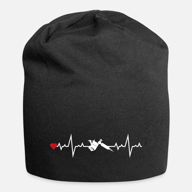 Cardio dermo white tattoo - Jersey Beanie - black
