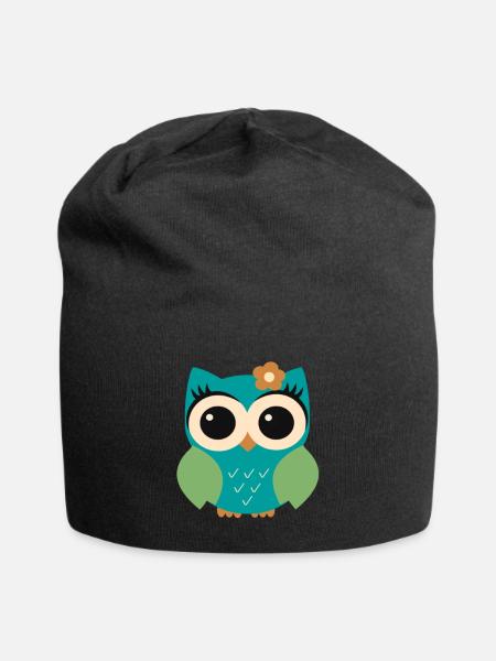 Eule Pauline - Jersey-Beanie - Schwarz