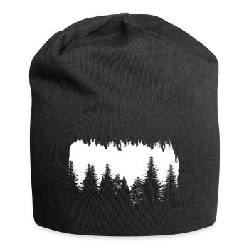 Pine forest silhouette trees nature - Jersey Beanie - black - Front