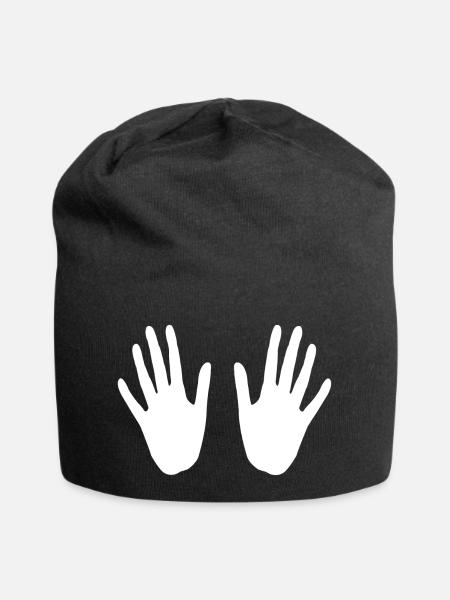 Hände auf der Brust - Jersey-Beanie - Schwarz