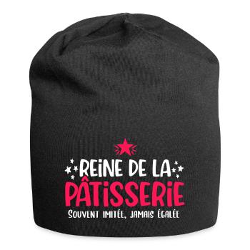Reine de la pâtisserie cadeau humour pâtissière - Bonnet en jersey - noir - Devant