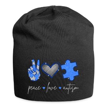 Peace Love Autisme II - Bonnet en jersey - noir - Devant