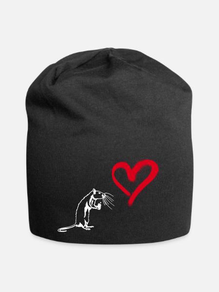 Graffiti Herz Street Art Ratte - Jersey-Beanie - Schwarz