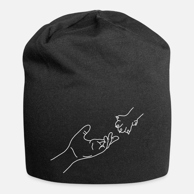 Chat à main - Bonnet en jersey - noir