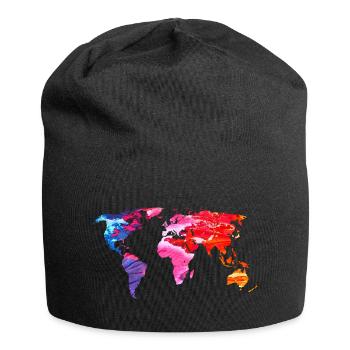 Carte du monde colorée du monde - Bonnet en jersey - noir - Devant