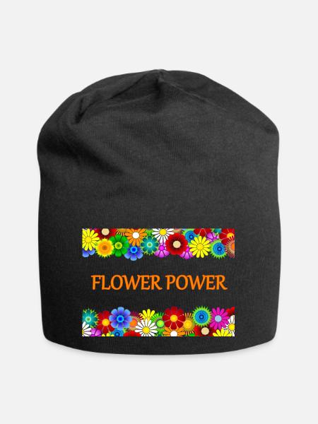 Flower Power - Jersey-Beanie - Schwarz