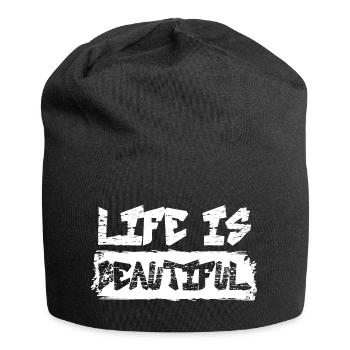 LA VIE EST BELLE Banksy Citation Street Art - Bonnet en jersey - noir - Devant
