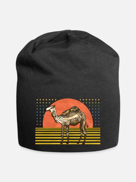 Kamel - Jersey-Beanie - Schwarz
