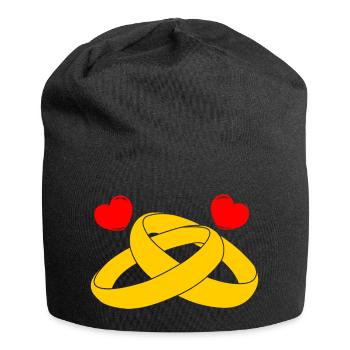 Bagues de mariage en or avec des cœurs - Bonnet en jersey - noir - Devant