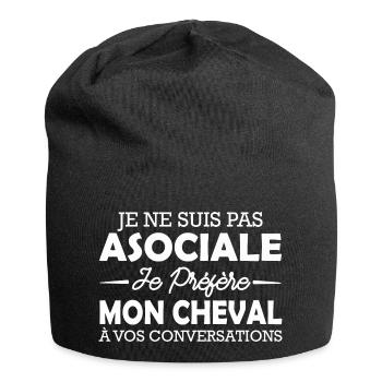 j'aime mon cheval / humour femme / humour cheval - Bonnet en jersey - noir - Devant