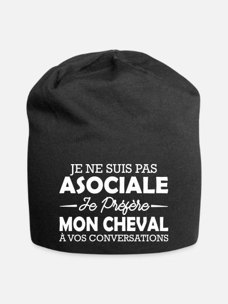 j'aime mon cheval / humour femme / humour cheval - Bonnet en jersey - noir
