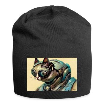 cyborg cat - Jersey Beanie - black - Front