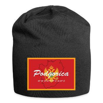 Podgorica - Hauptstadt mit GPS & Flagge - Jersey-Beanie - Schwarz - Vorne