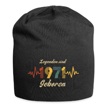 1971 Geburtstag Herzschlag Vintage Retro Spruch - Jersey-Beanie - Schwarz - Vorne
