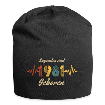 1981 Geburtstag Baujahr Vintage Herzschlag Spruch - Jersey-Beanie - Schwarz - Vorne