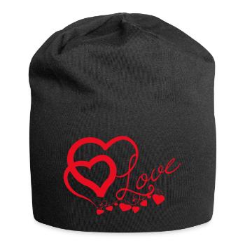 Cœurs entrelacés en Script Amoureux - Bonnet en jersey - noir - Devant