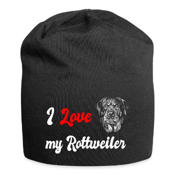 J'adore le design de mon chien Rottweiler - Bonnet en jersey - noir - Devant