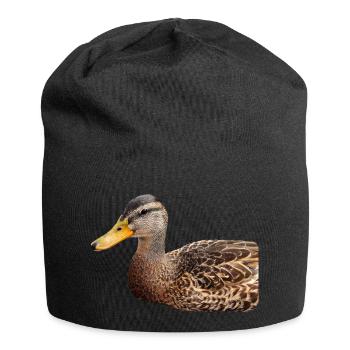 Ente Wildente Entchen Erpel Poster Geschenk - Jersey-Beanie - Schwarz - Vorne