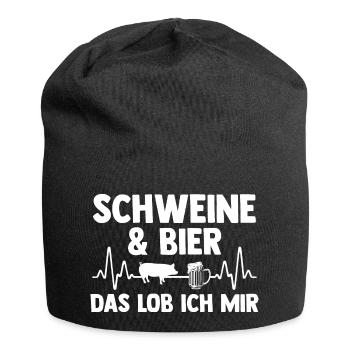 Ferkel Landwirt Bauer Bauernhof Bier Schweine - Jersey-Beanie - Schwarz - Vorne