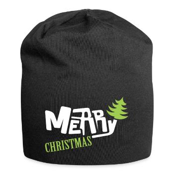 merry christmas font comic christmas tree font - Jersey Beanie - black - Front