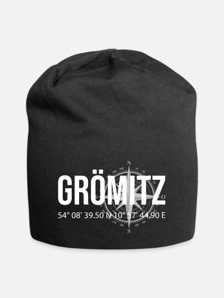 Koordinaten Grömitz - Jersey-Beanie - Schwarz