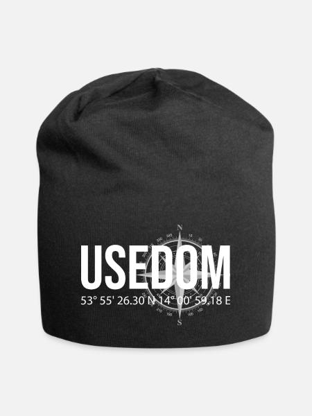 Koordinaten Usedom - Jersey-Beanie - Schwarz