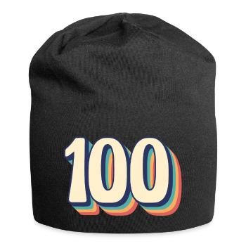Vintage Retro Number 100 One Hundred T-Shirt - Jersey Beanie - black - Front