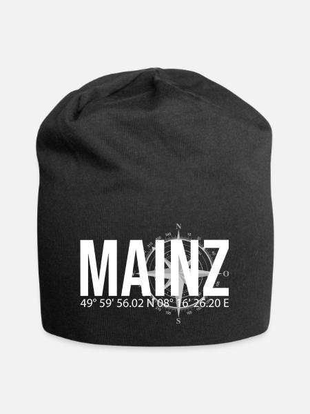 Koordinaten Mainz - Jersey-Beanie - Schwarz