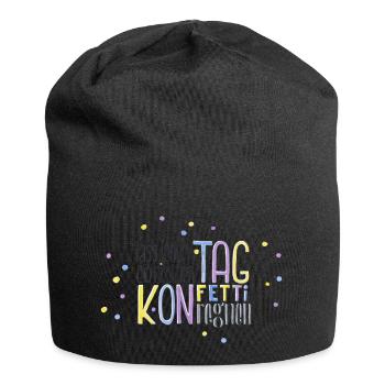 Lass jeden Tag ein bisschen Konfetti regnen - Jersey-Beanie - Schwarz - Vorne