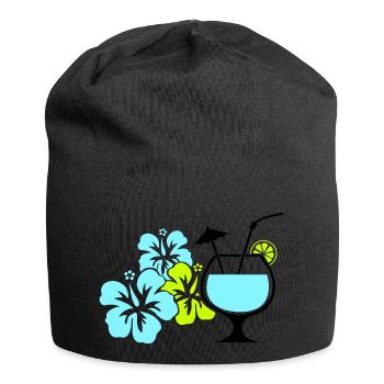 Cocktail Flowers Hawaii - Jersey Beanie - black - Front