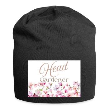 Head Gardener Elegant Script with Floral Border - Jersey Beanie - black - Front