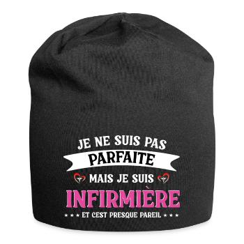 Nicht perfekt, aber Krankenschwester - Jersey-Beanie - Schwarz - Vorne