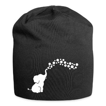 Verspielter Elefant, der Blasen bläst - Jersey-Beanie - Schwarz - Vorne