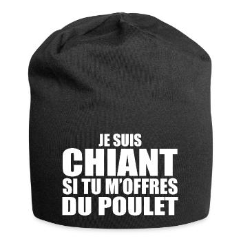 Man Who Adores: Chicken. Funny Design Humor - Jersey Beanie - black - Front