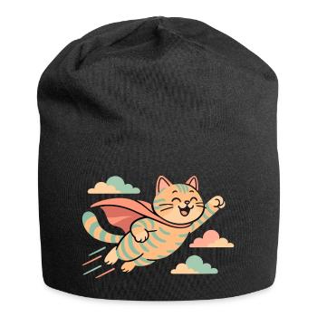 Super Katze Britisch Kurzhaar getigert Geschenk - Jersey-Beanie - Schwarz - Vorne