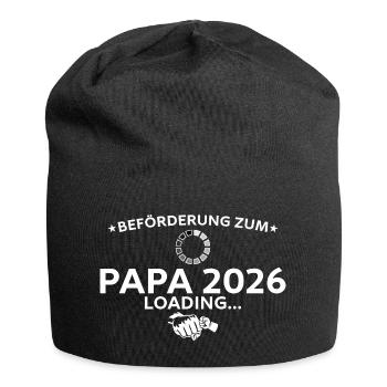 Vaterschaft Schwangerschaftsverkündung 2026 Papa - Jersey-Beanie - Schwarz - Vorne