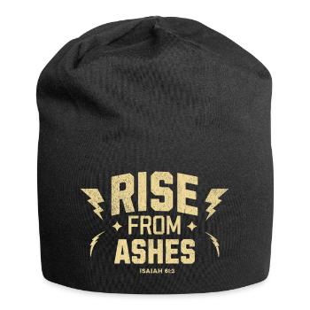 🔥Auferstehung aus der Asche Jesaja 61,3 - Jersey-Beanie - Schwarz - Vorne