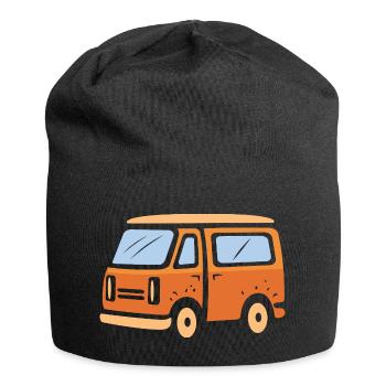 Retro Camper Van Cartoon Illustration - Jersey-Beanie - Schwarz - Vorne