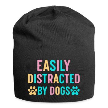 Leicht ablenkbar durch Hunde - Jersey-Beanie - Schwarz - Vorne