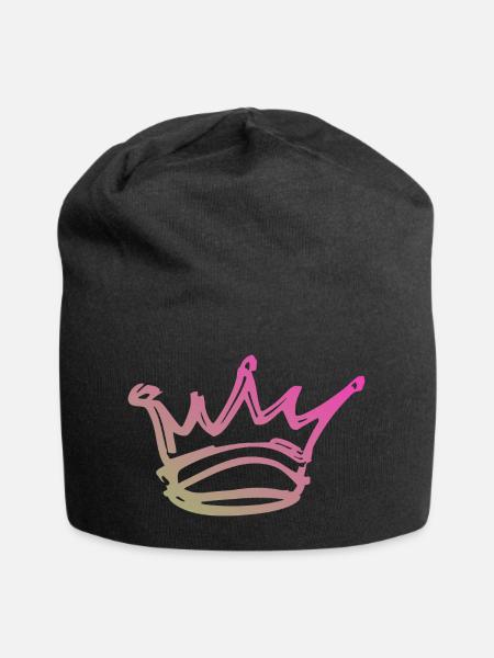 Gradient Crown Sketch - Jersey Beanie - black