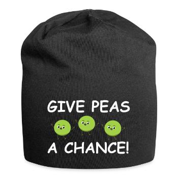 Gib Erbsen Eine Chance – Fröhliche Erbsen - Jersey-Beanie - Schwarz - Vorne