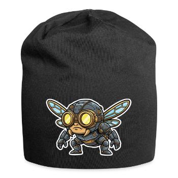 Steampunk, Kampf, Fliegen, Rüstung, Stahl und Messing - Jersey-Beanie - Schwarz - Vorne