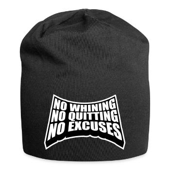 Pas de plaintes, pas d’abandon, pas d’excuses, motivation pour la salle de sport - Bonnet en jersey - noir - Devant