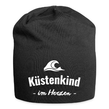 Küstenkind im Herzen - Jersey-Beanie - Schwarz - Vorne