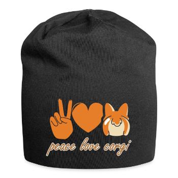 Cœur de paix et d'amour Corgi - Bonnet en jersey - noir - Devant