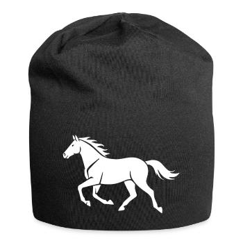Cavalier cadeau silhouette de cheval blanc - Bonnet en jersey - noir - Devant