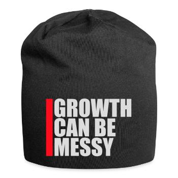 Growth Can Be Messy Personal Growth Quote Logo - Jersey Beanie - black - Front